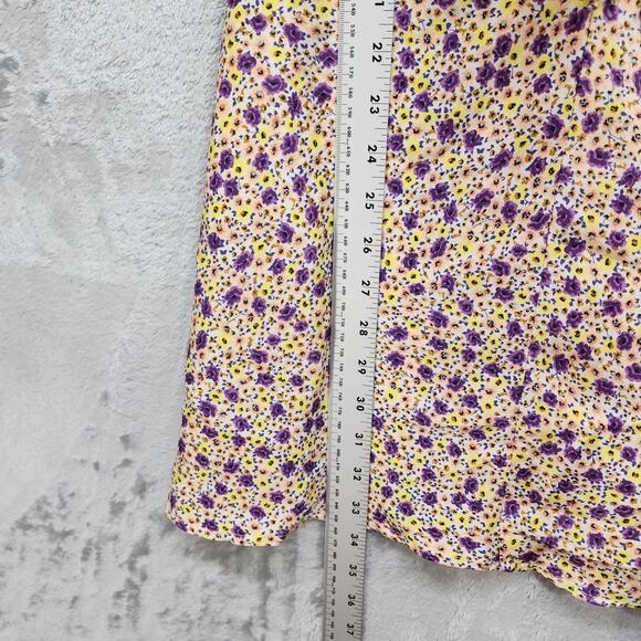 Zara Dress Womens L Multicolor Floral Satin Slip Ruched Tie Front Mini Party - Picture 10 of 11